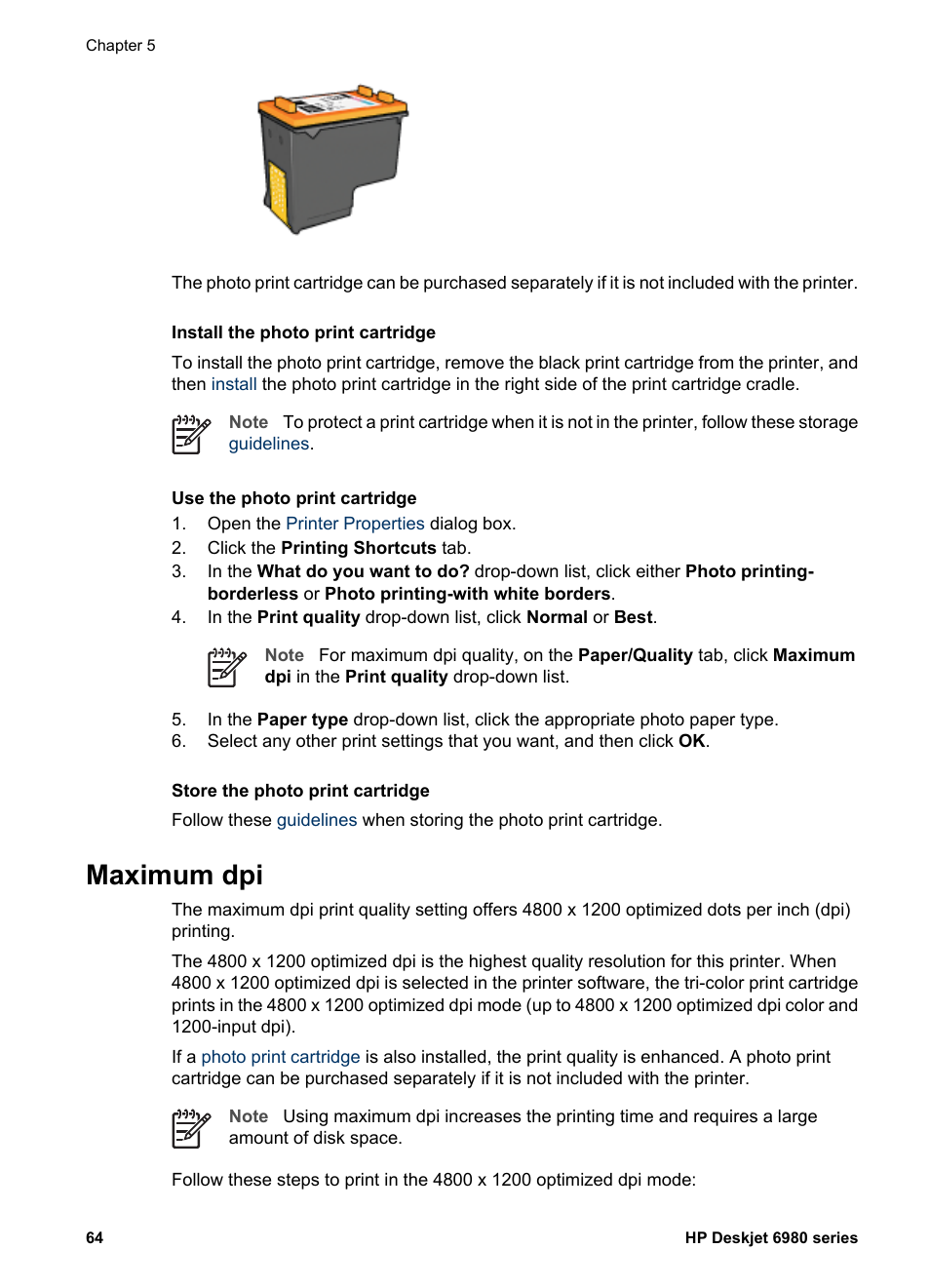 Maximum dpi | HP Deskjet 6988dt Printer User Manual | Page 66 / 182