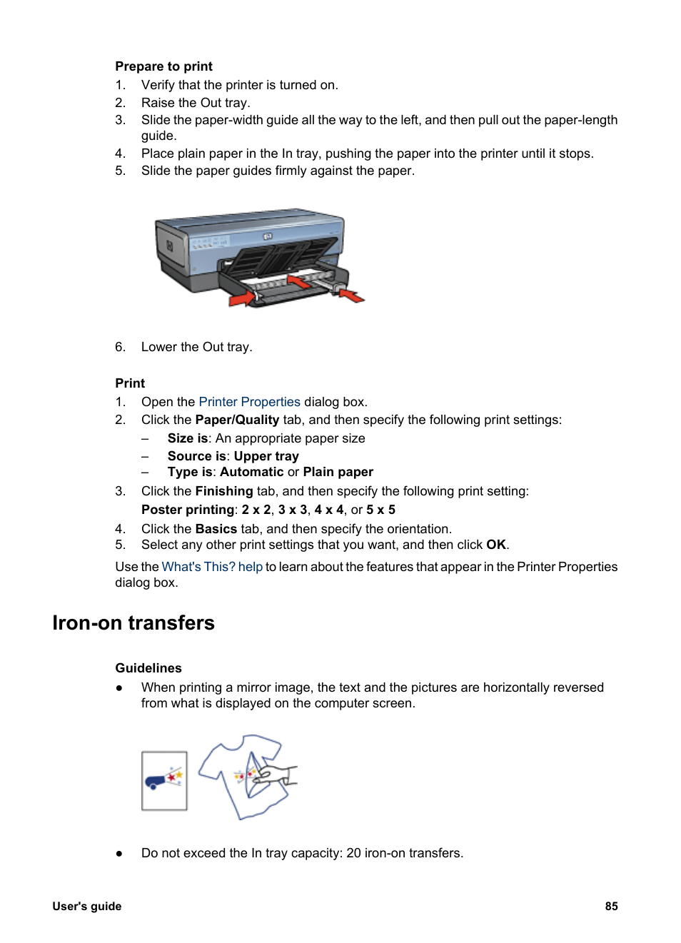 Iron-on transfers | HP Deskjet 6988dt Printer User Manual | Page 87 / 182