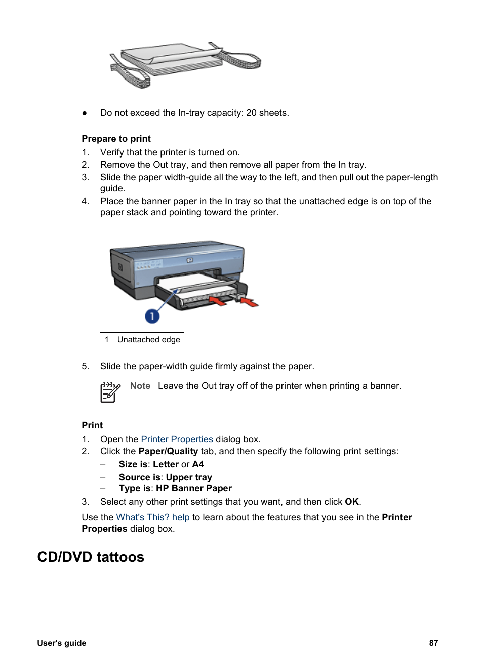 Cd/dvd tattoos, Cd tattoos | HP Deskjet 6988dt Printer User Manual | Page 89 / 182