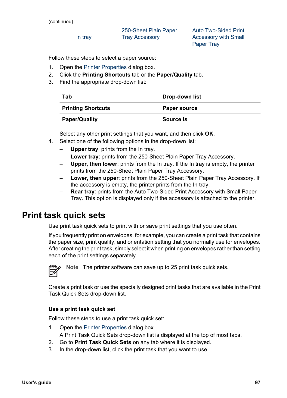 Print task quick sets | HP Deskjet 6988dt Printer User Manual | Page 99 / 182