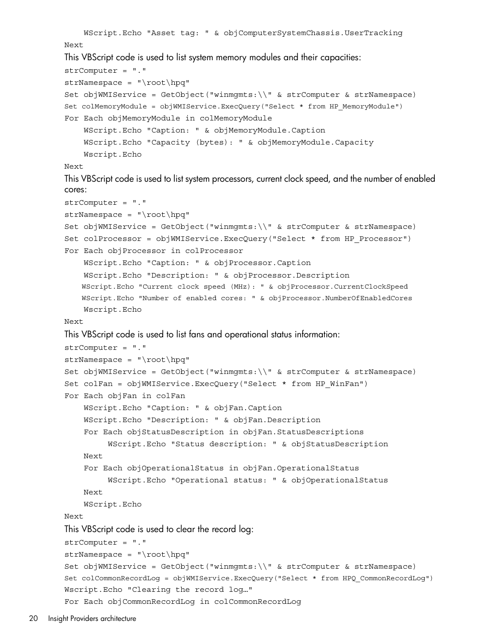 HP Insight Management WBEM Providers User Manual | Page 20 / 29