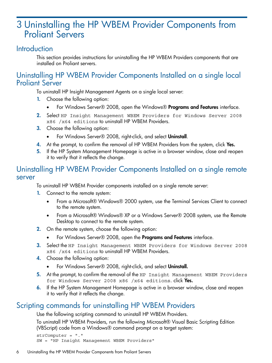 Introduction | HP Insight Management WBEM Providers User Manual | Page 6 / 29