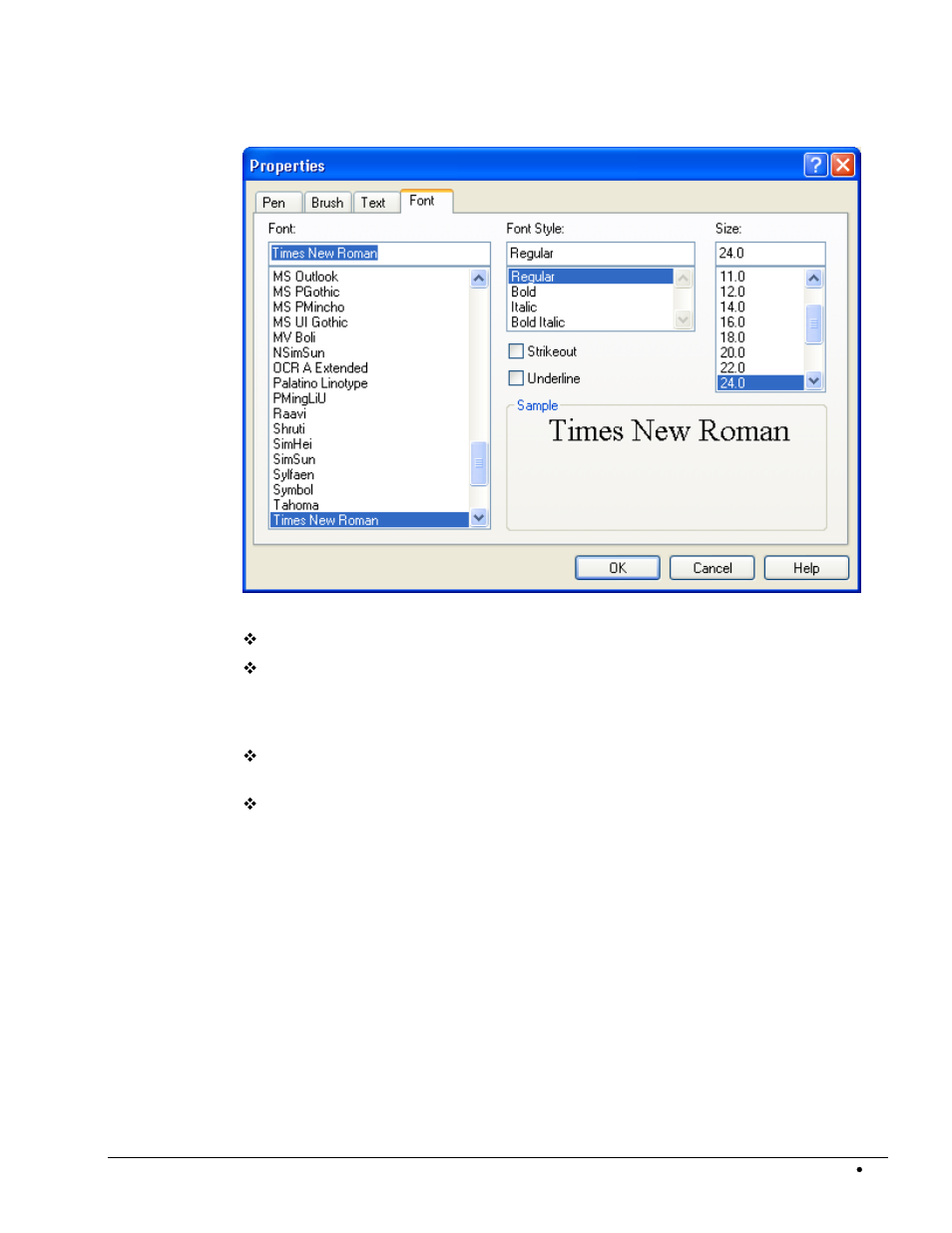 Font' tab, 4 'font' tab | HP CD52 External CD-Writer Series User Manual | Page 89 / 109