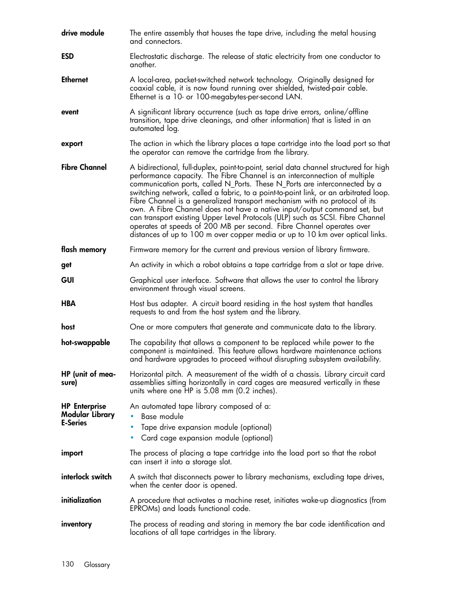 HP EML E-series Tape Libraries User Manual | Page 130 / 136
