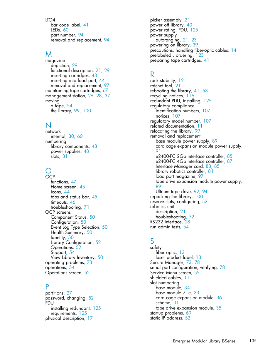 HP EML E-series Tape Libraries User Manual | Page 135 / 136