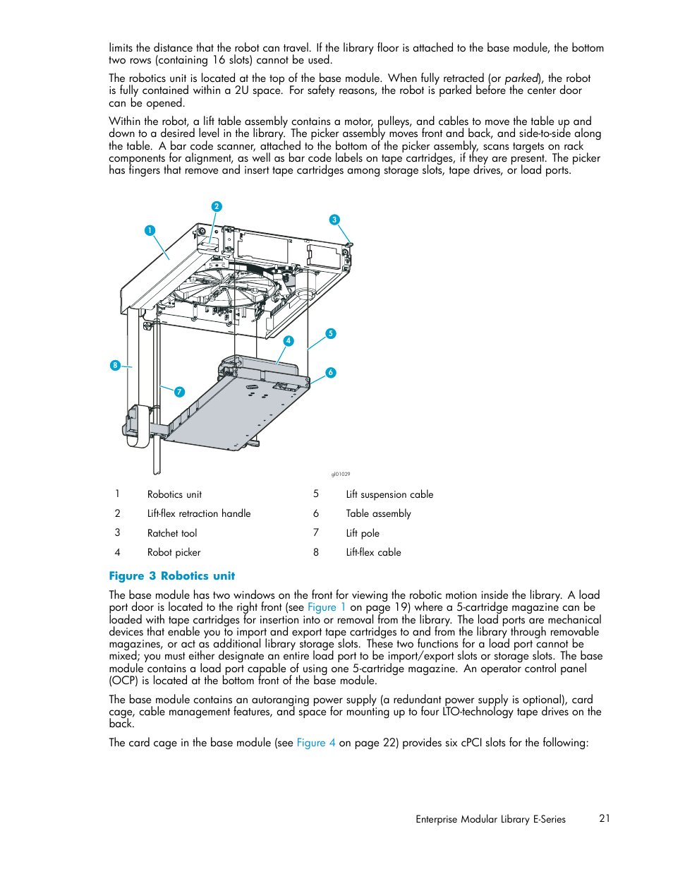 3 robotics unit | HP EML E-series Tape Libraries User Manual | Page 21 / 136