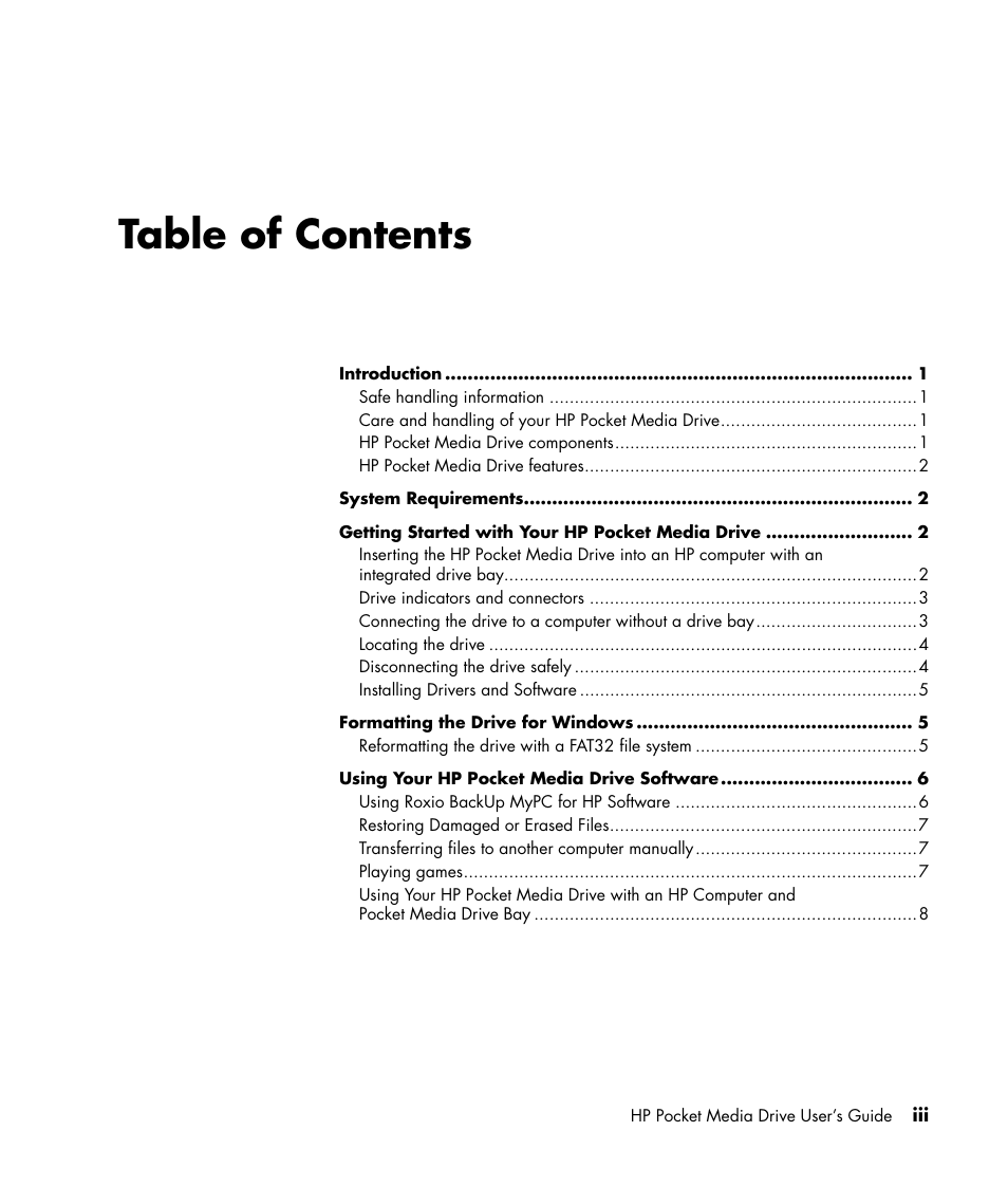 HP PD5000 Pocket Media Drive User Manual | Page 3 / 14