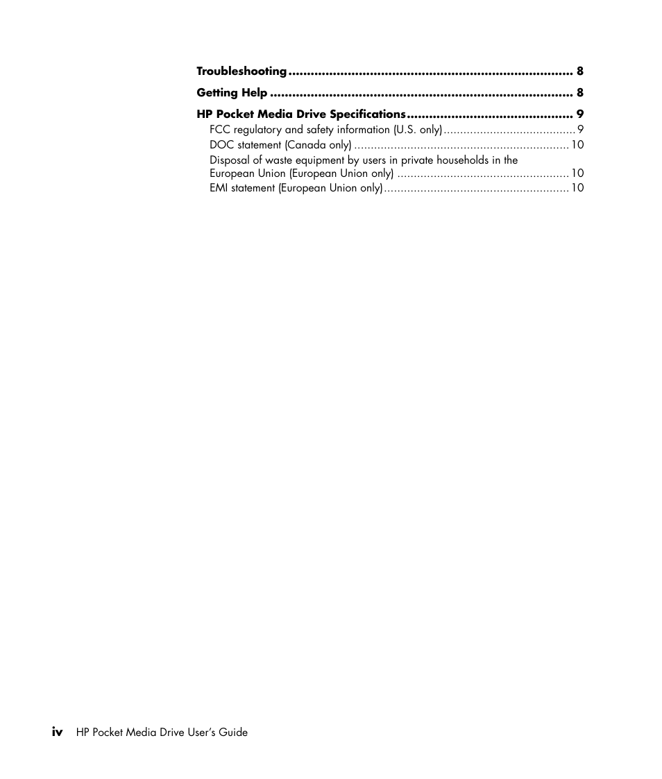HP PD5000 Pocket Media Drive User Manual | Page 4 / 14
