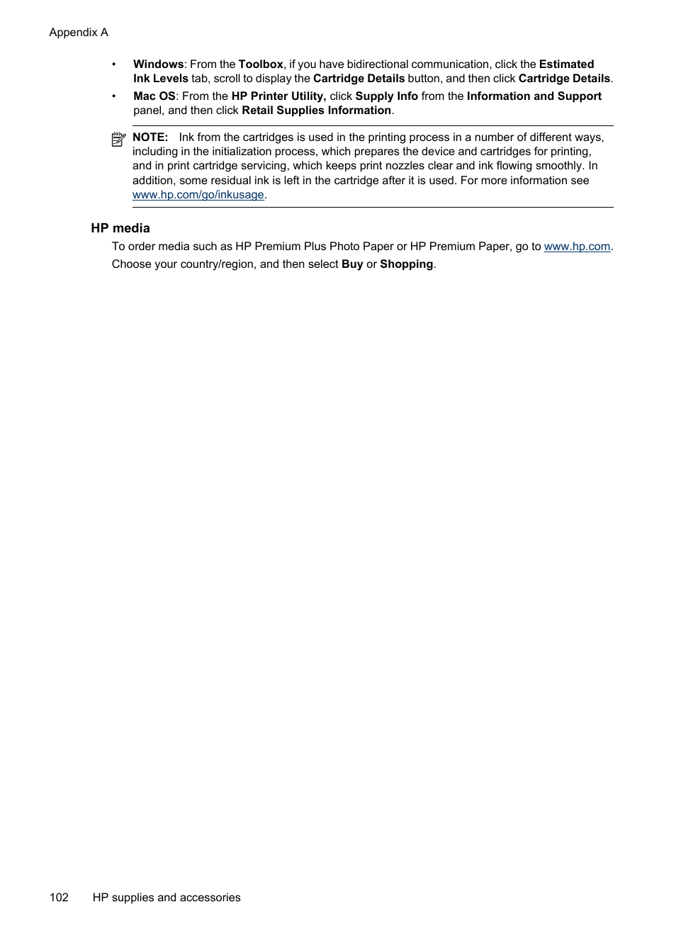 Hp media | HP Officejet H470wf Mobile Printer User Manual | Page 106 / 132