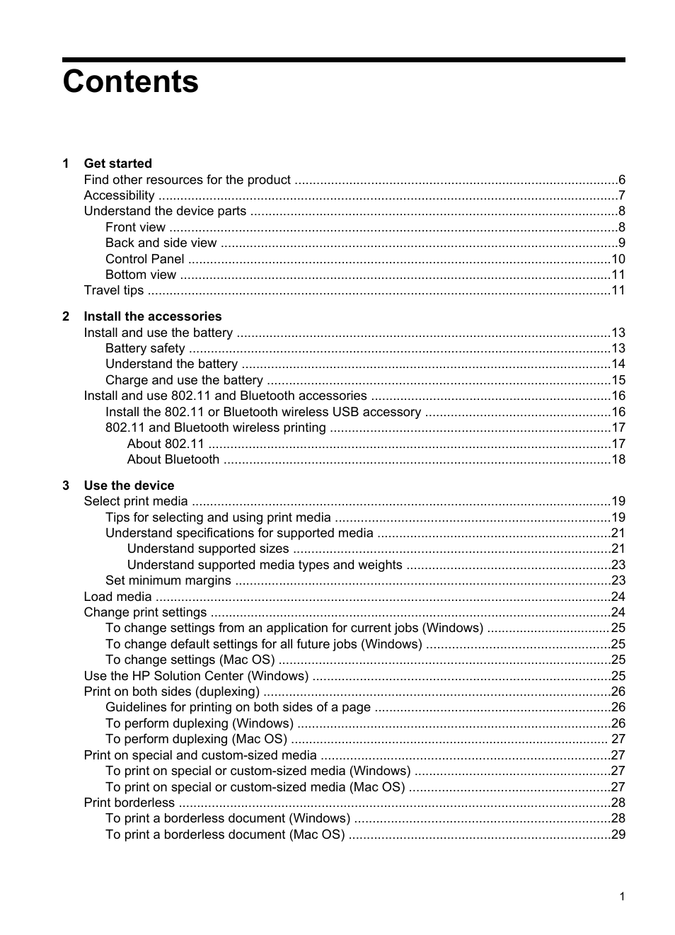HP Officejet H470wf Mobile Printer User Manual | Page 5 / 132