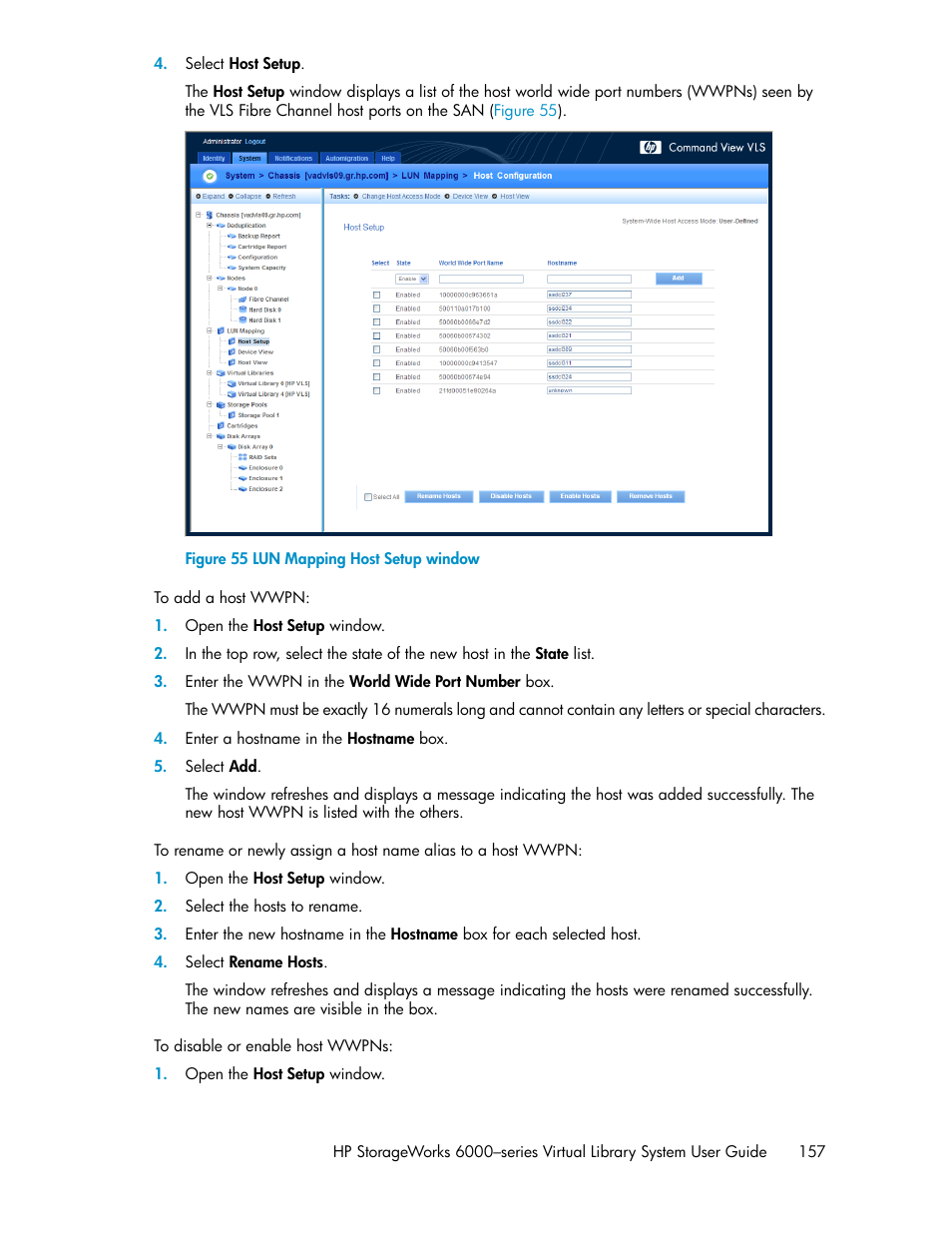 Lun mapping host setup window | HP StorageWorks 6000 Virtual Library System User Manual | Page 157 / 358