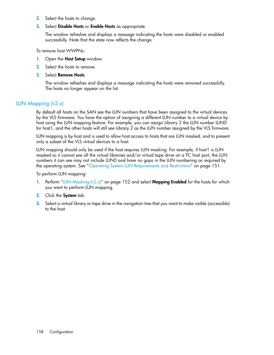 Lun mapping (v2.x), Lun mapping, V2.x) | HP StorageWorks 6000 Virtual Library System User Manual | Page 158 / 358