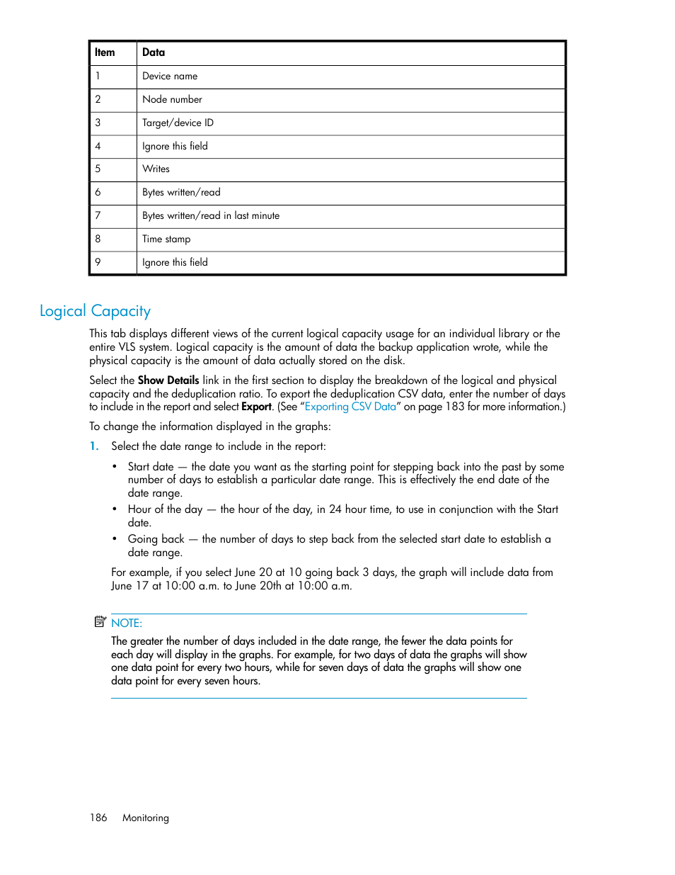Logical capacity | HP StorageWorks 6000 Virtual Library System User Manual | Page 186 / 358