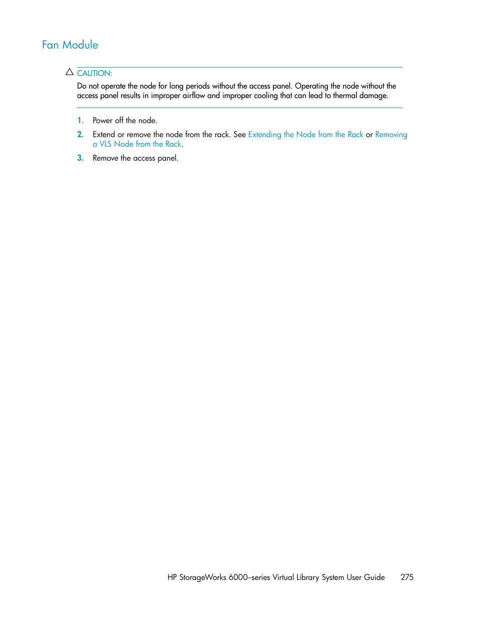 Fan module | HP StorageWorks 6000 Virtual Library System User Manual | Page 275 / 358