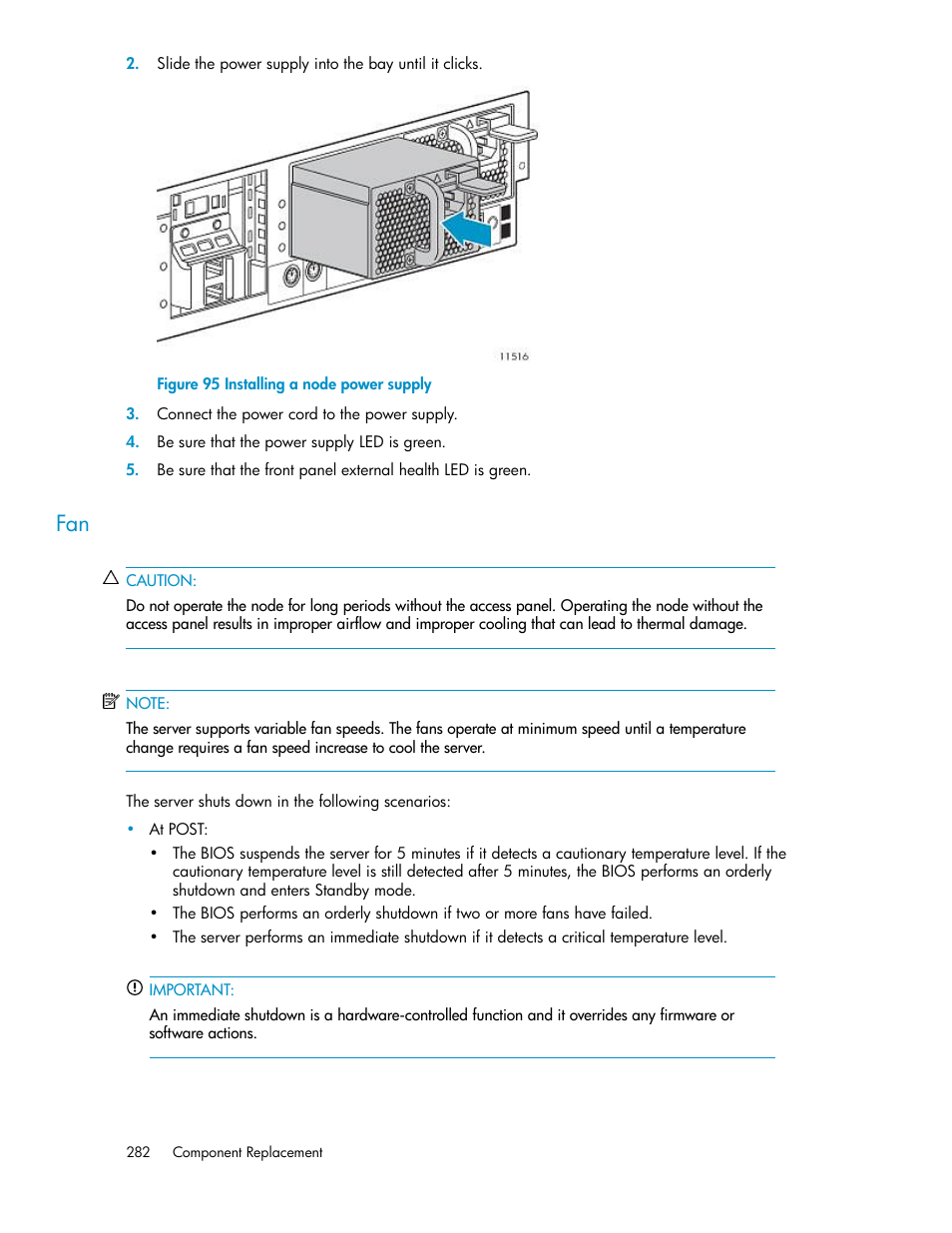 Installing a node power supply | HP StorageWorks 6000 Virtual Library System User Manual | Page 282 / 358