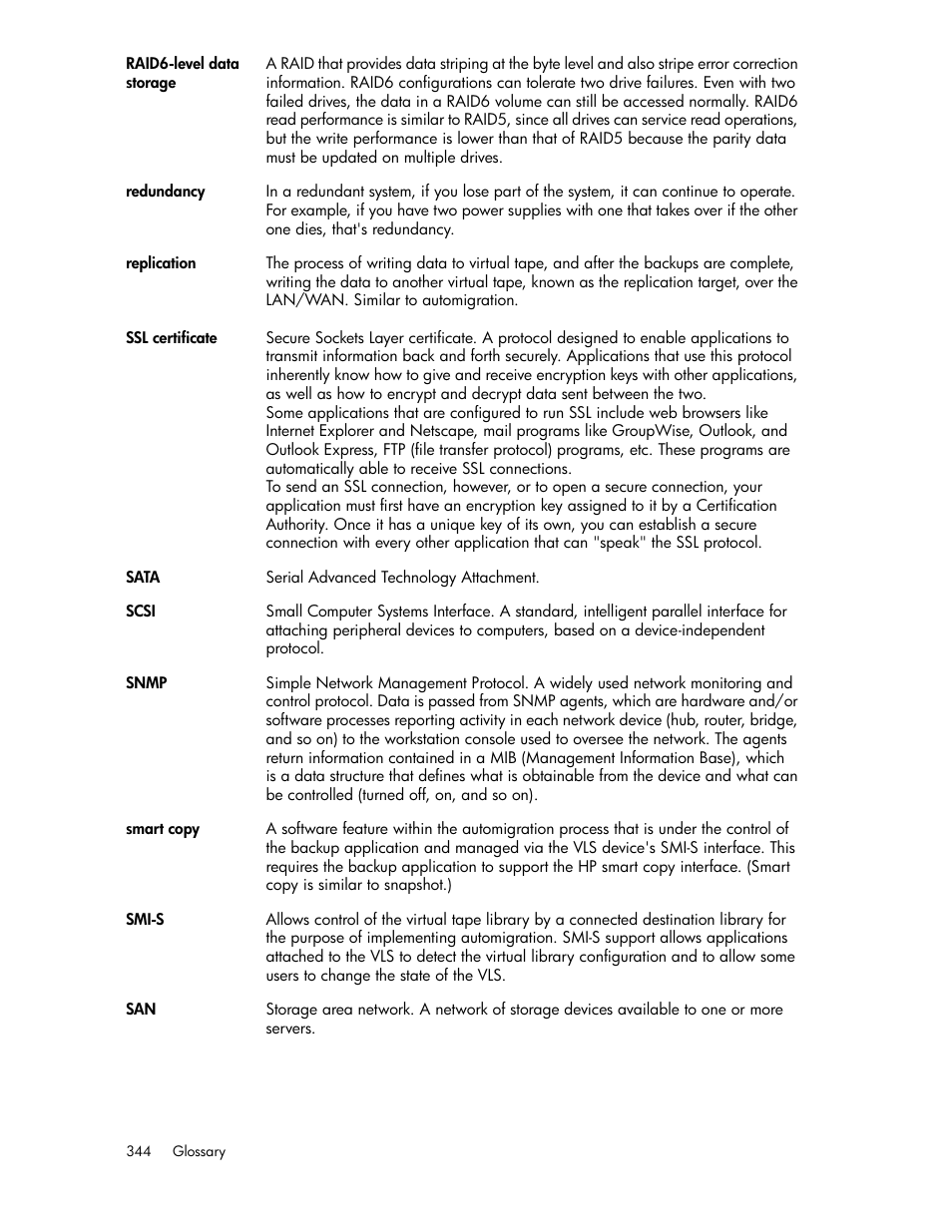 HP StorageWorks 6000 Virtual Library System User Manual | Page 344 / 358