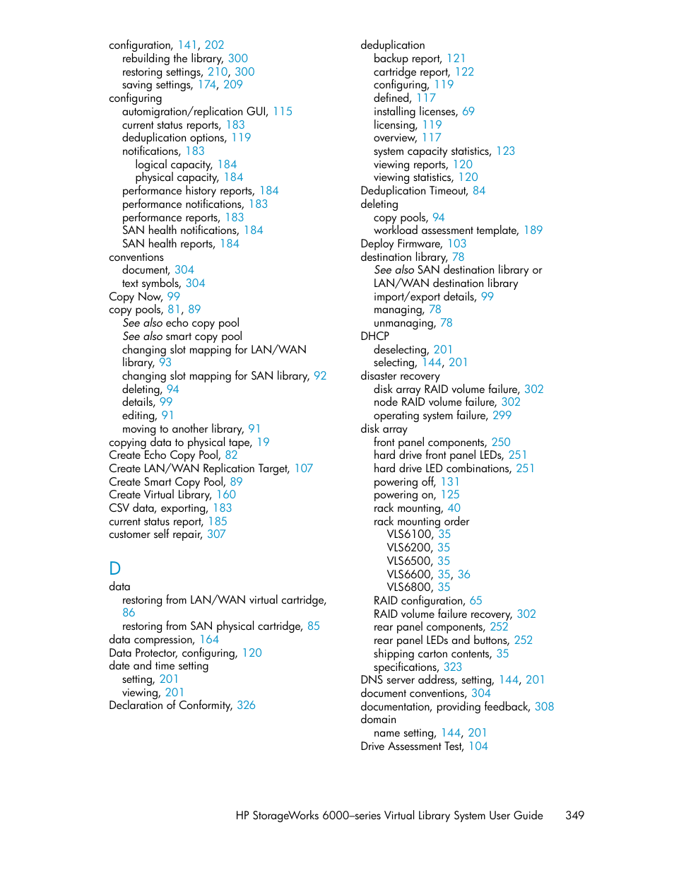 HP StorageWorks 6000 Virtual Library System User Manual | Page 349 / 358