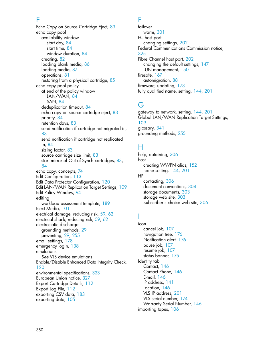 HP StorageWorks 6000 Virtual Library System User Manual | Page 350 / 358