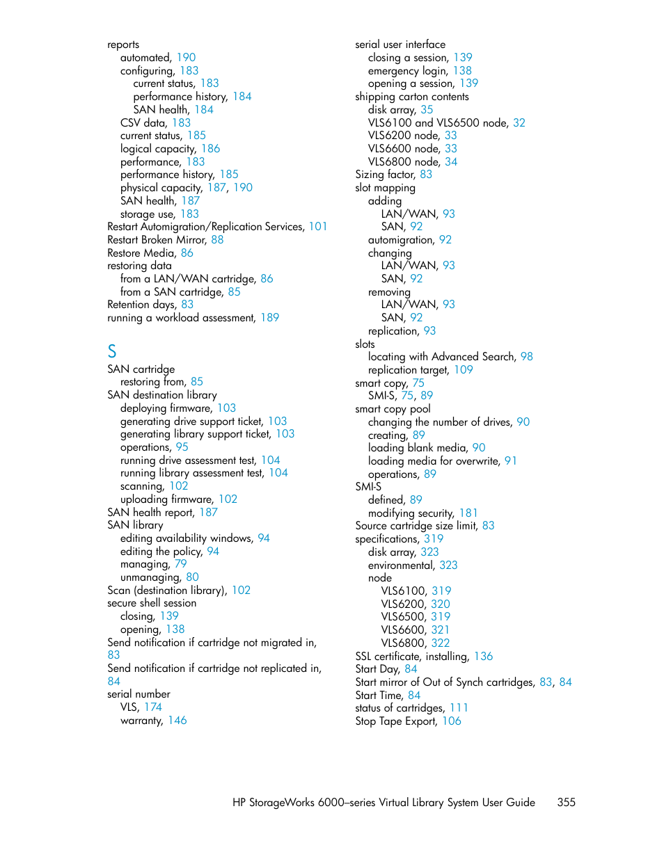 HP StorageWorks 6000 Virtual Library System User Manual | Page 355 / 358
