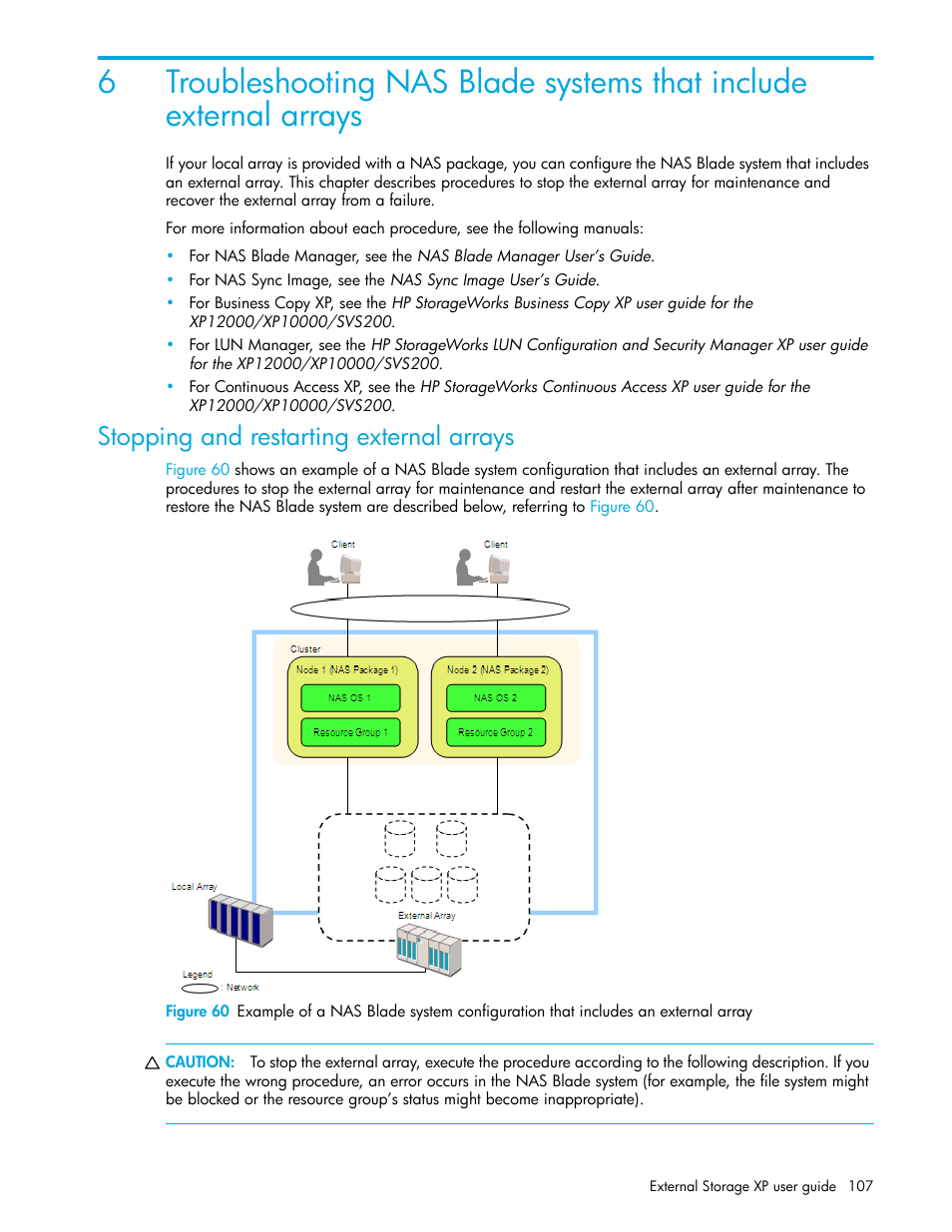 Stopping and restarting external arrays | HP StorageWorks XP Remote Web Console Software User Manual | Page 107 / 164