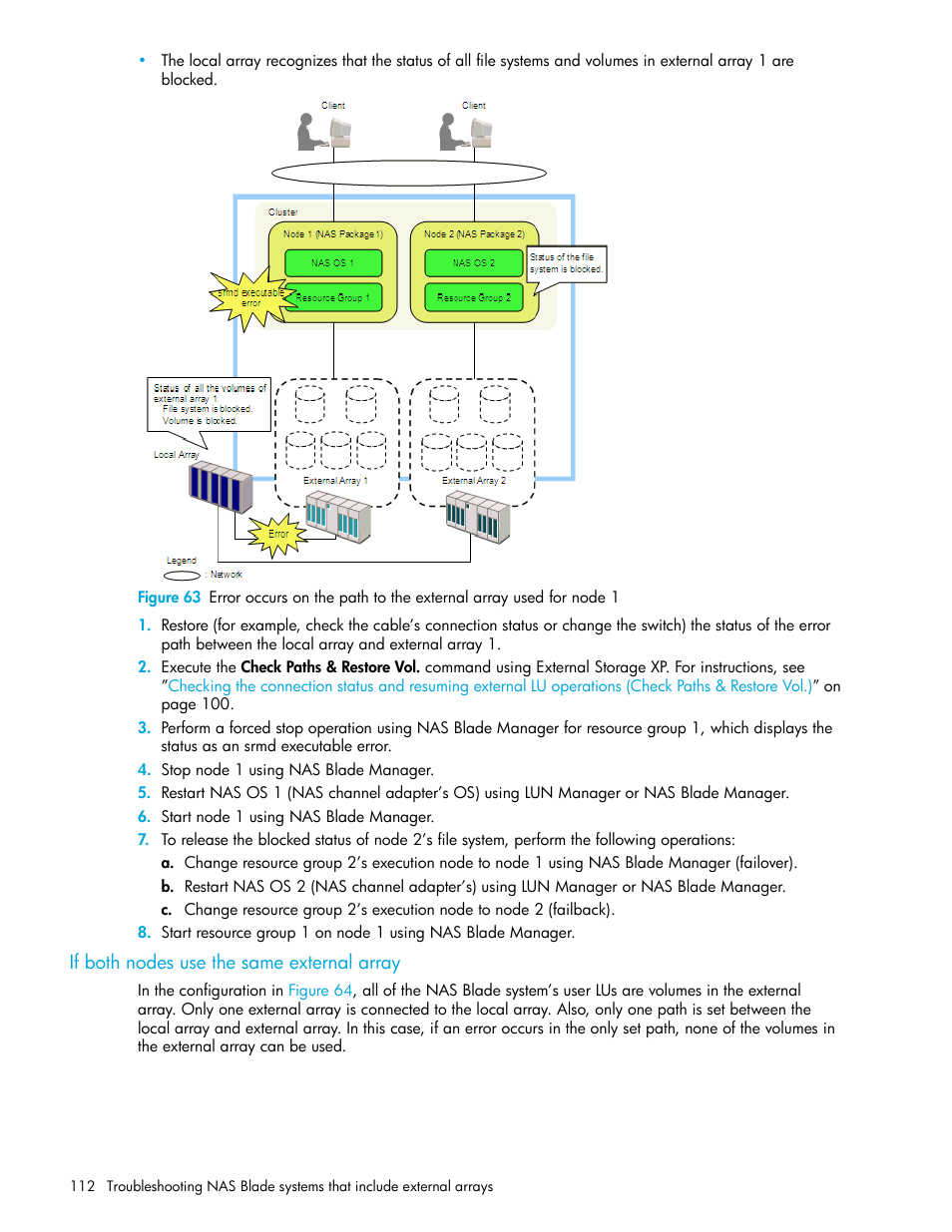 If both nodes use the same external array, N in, Figure 63 | HP StorageWorks XP Remote Web Console Software User Manual | Page 112 / 164