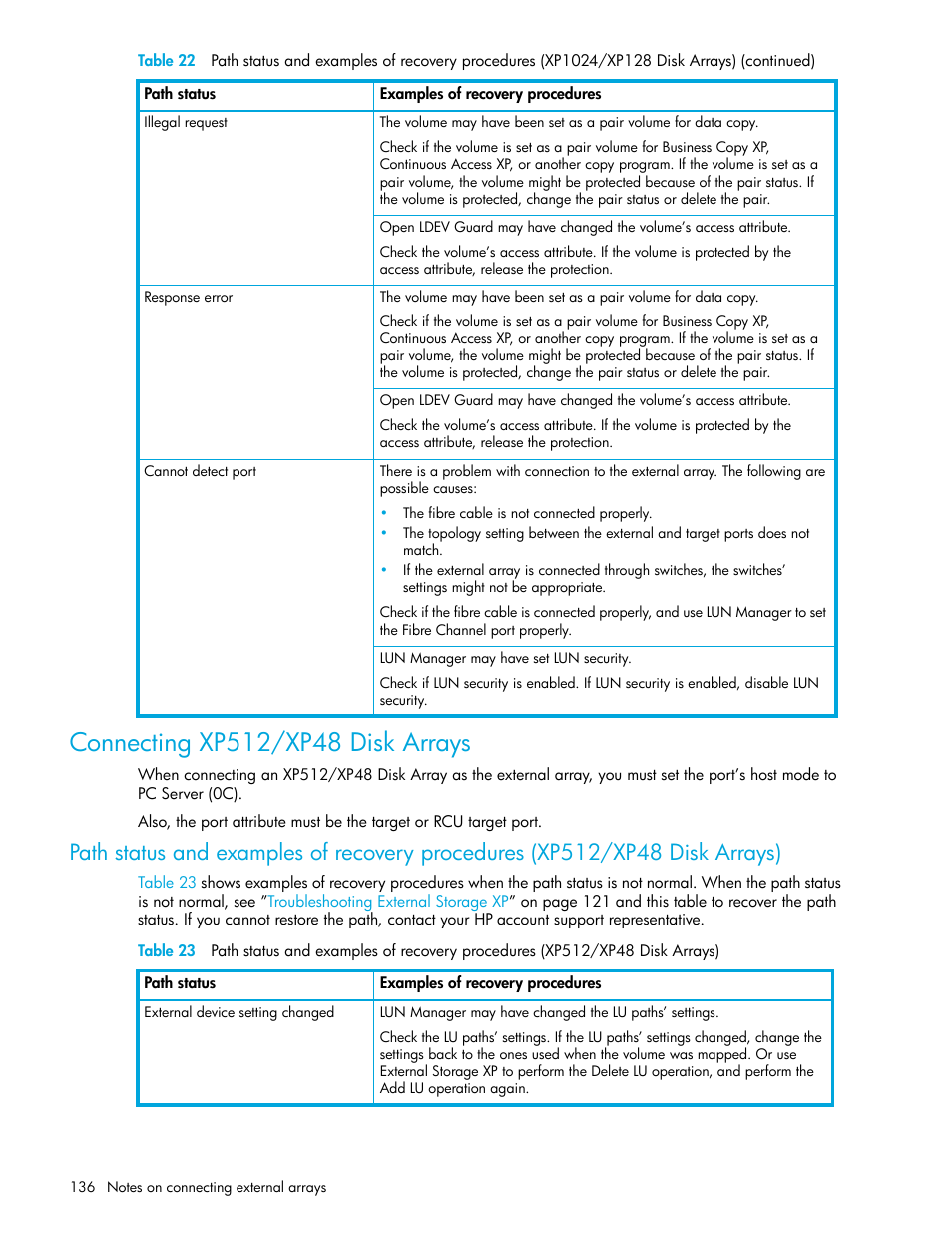 Connecting xp512/xp48 disk arrays | HP StorageWorks XP Remote Web Console Software User Manual | Page 136 / 164