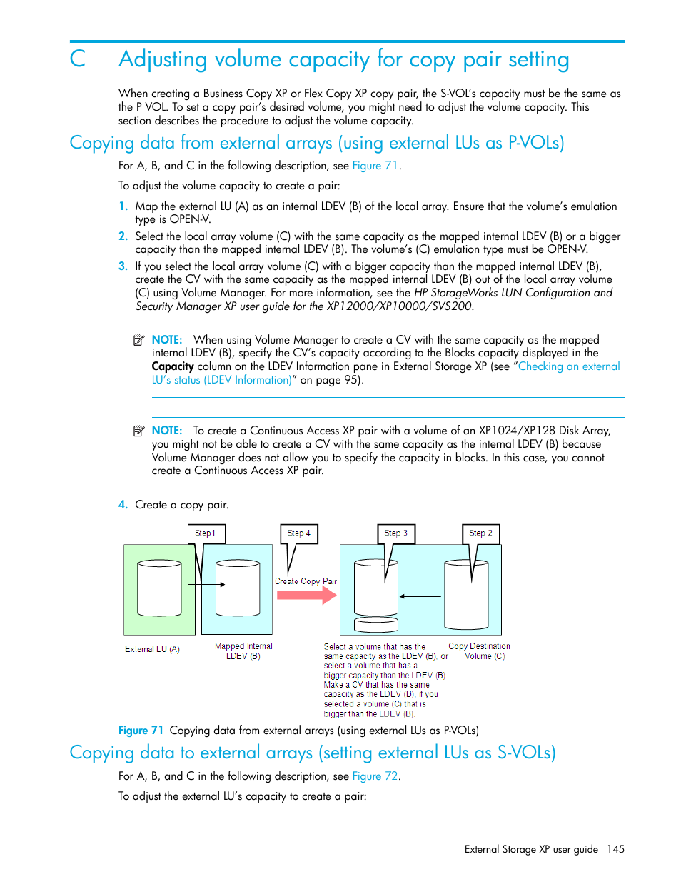 C adjusting volume capacity for copy pair setting, Cadjusting volume capacity for copy pair setting | HP StorageWorks XP Remote Web Console Software User Manual | Page 145 / 164