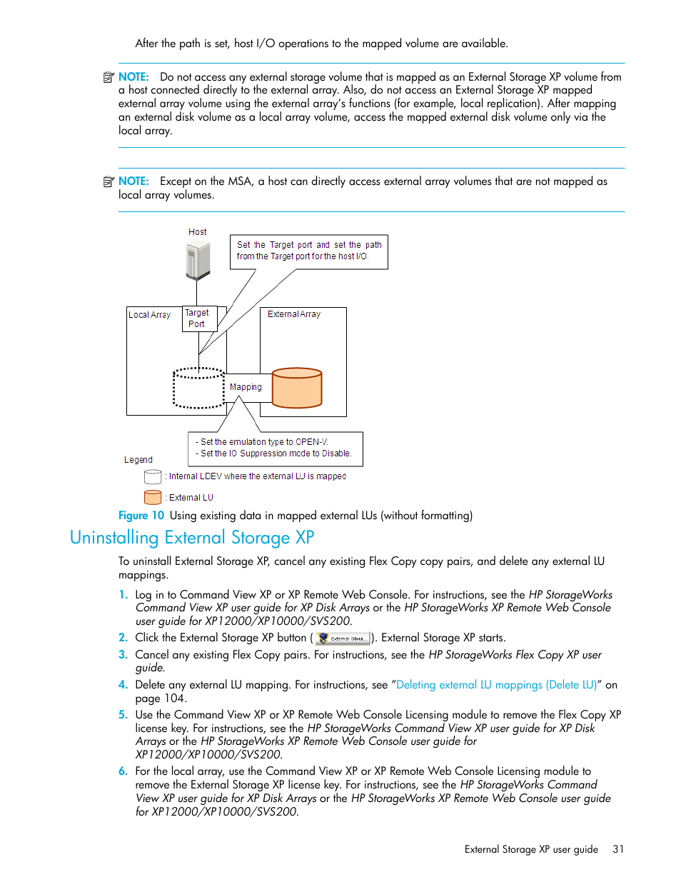 Uninstalling external storage xp, Figure 10 | HP StorageWorks XP Remote Web Console Software User Manual | Page 31 / 164