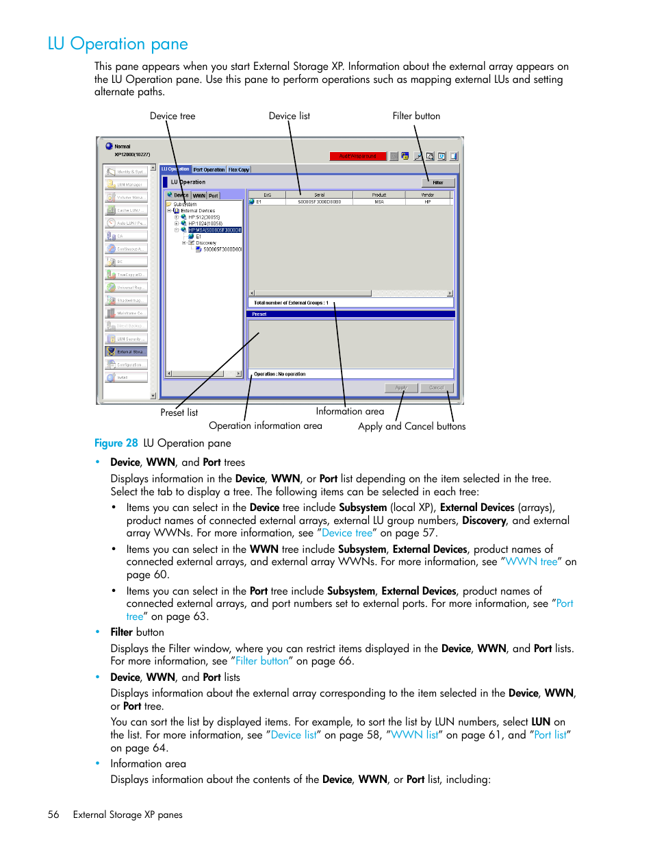 Lu operation pane, Figure 28 lu operation pane, 28 lu operation pane | HP StorageWorks XP Remote Web Console Software User Manual | Page 56 / 164