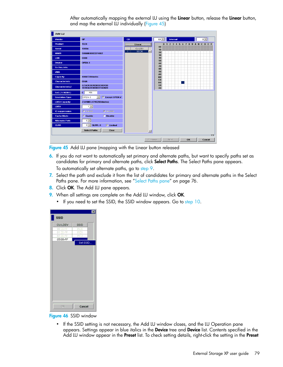 Figure 46 ssid window, 46 ssid window, Figure 46 | HP StorageWorks XP Remote Web Console Software User Manual | Page 79 / 164