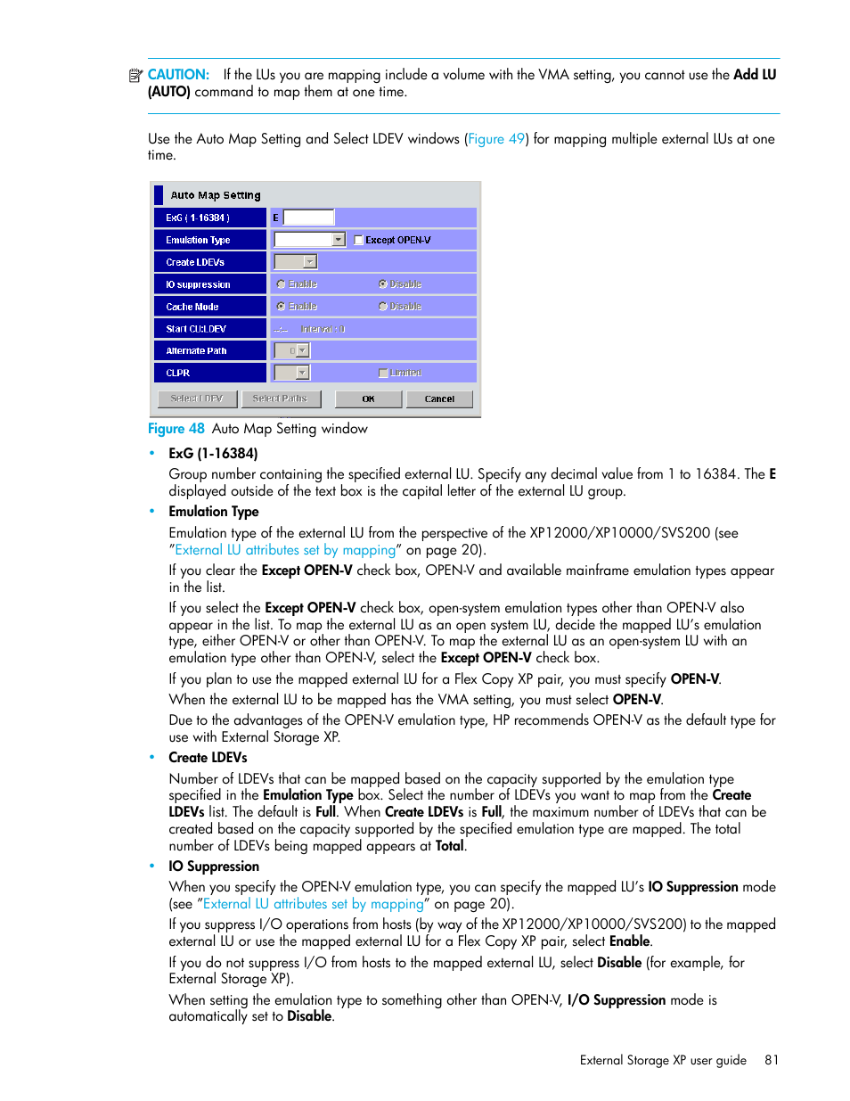 Figure 48 auto map setting window, 48 auto map setting window | HP StorageWorks XP Remote Web Console Software User Manual | Page 81 / 164