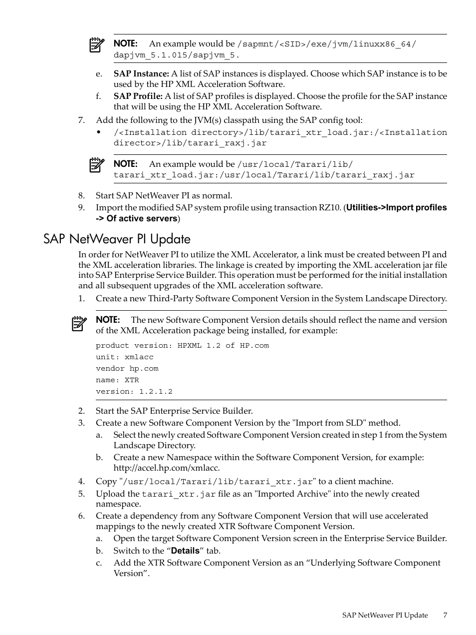 Sap netweaver pi update | HP XML Accelerator for SAP NetWeaver Process Integration User Manual | Page 7 / 28