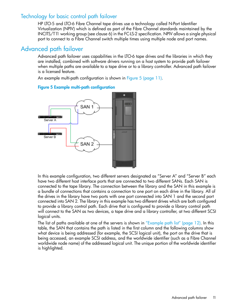 Technology for basic control path failover, Advanced path failover | HP StoreEver MSL6480 Tape Library User Manual | Page 11 / 70