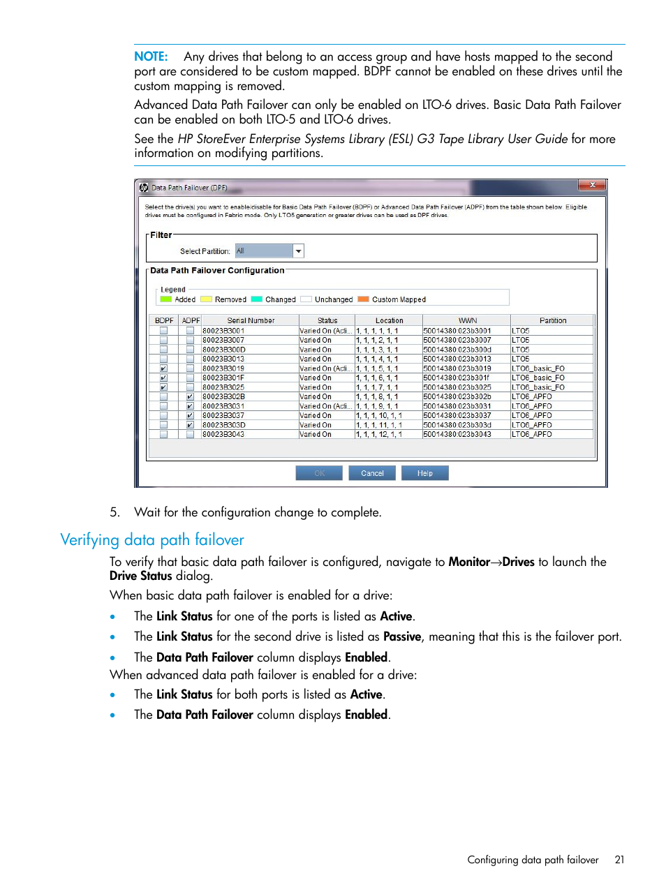 Verifying data path failover | HP StoreEver MSL6480 Tape Library User Manual | Page 21 / 70