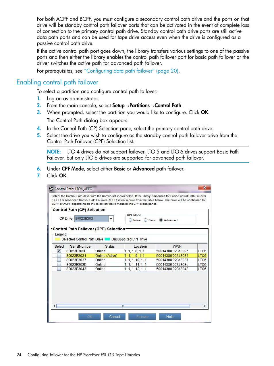 Enabling control path failover | HP StoreEver MSL6480 Tape Library User Manual | Page 24 / 70