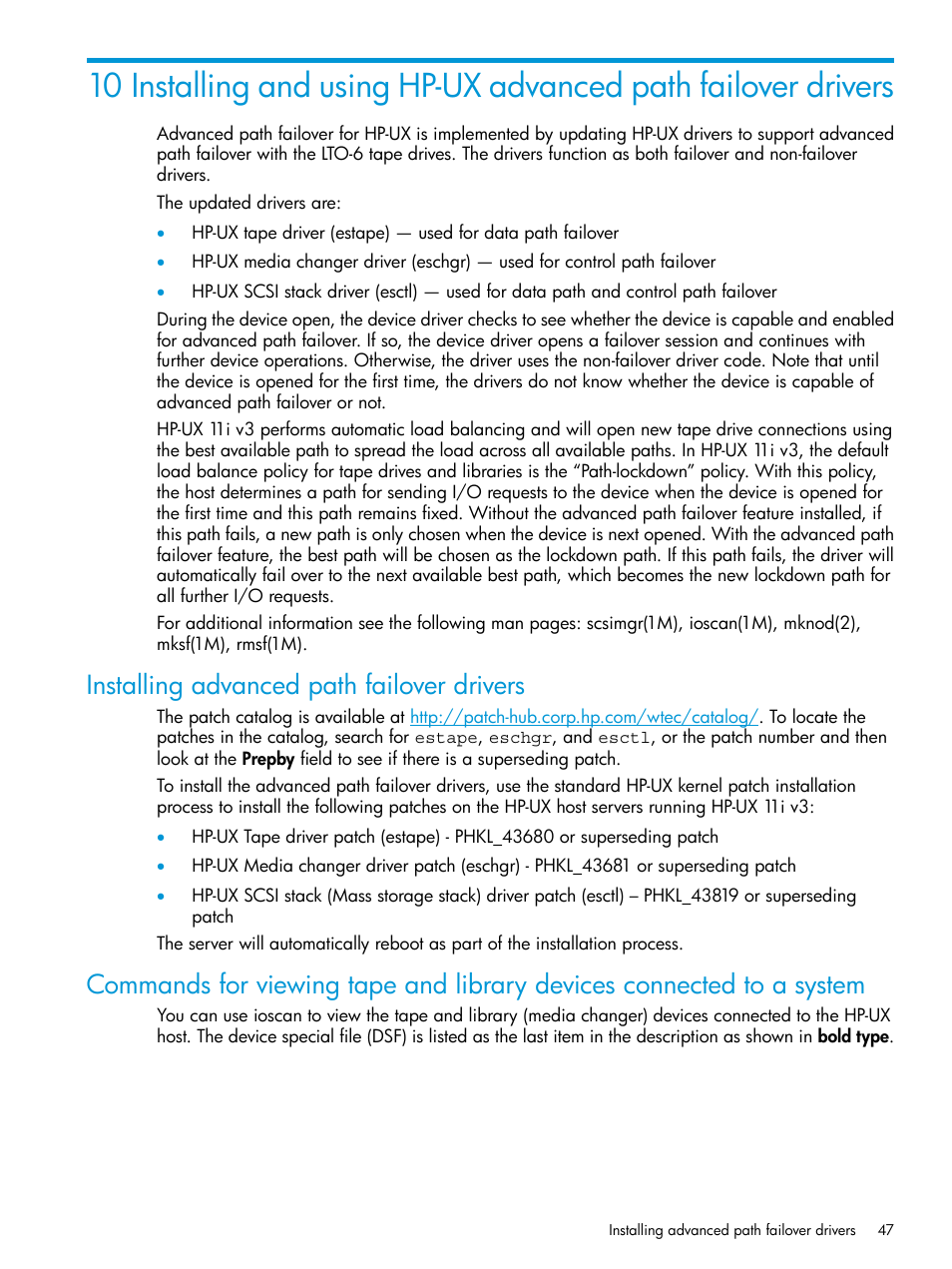 Installing advanced path failover drivers | HP StoreEver MSL6480 Tape Library User Manual | Page 47 / 70