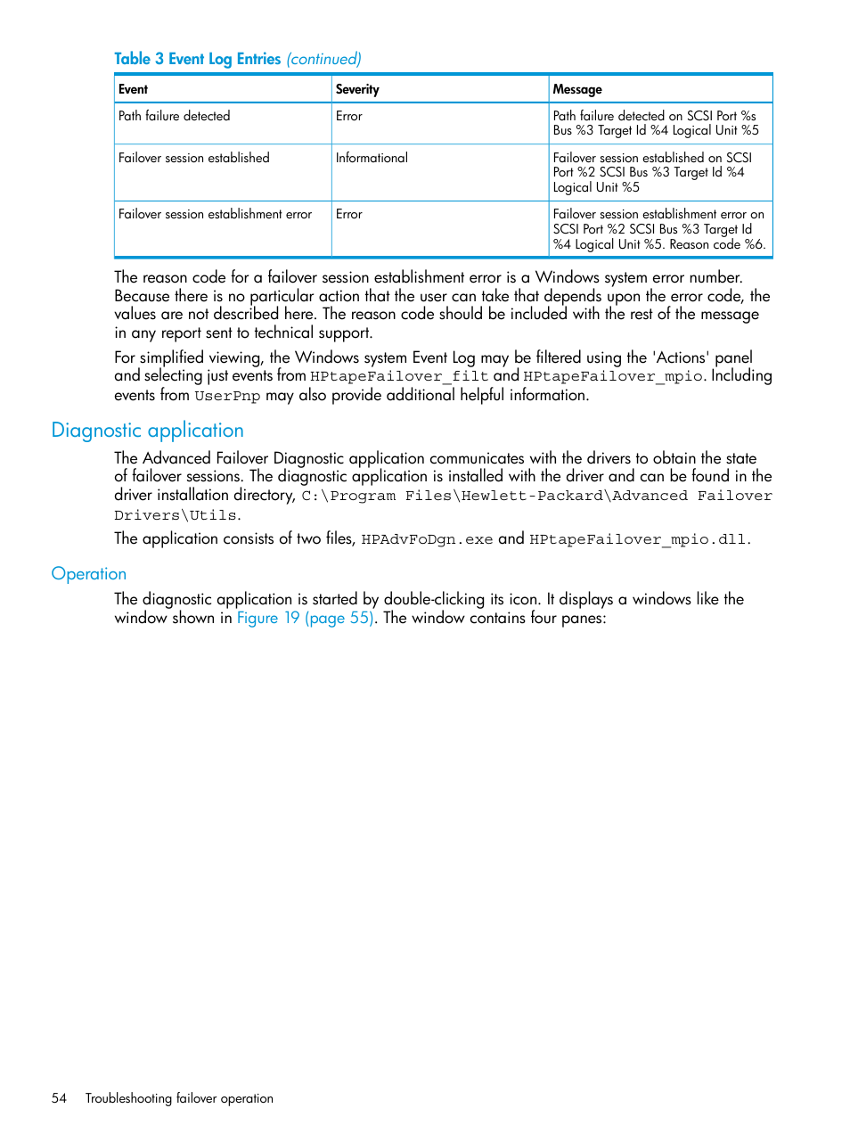 Diagnostic application, Operation | HP StoreEver MSL6480 Tape Library User Manual | Page 54 / 70