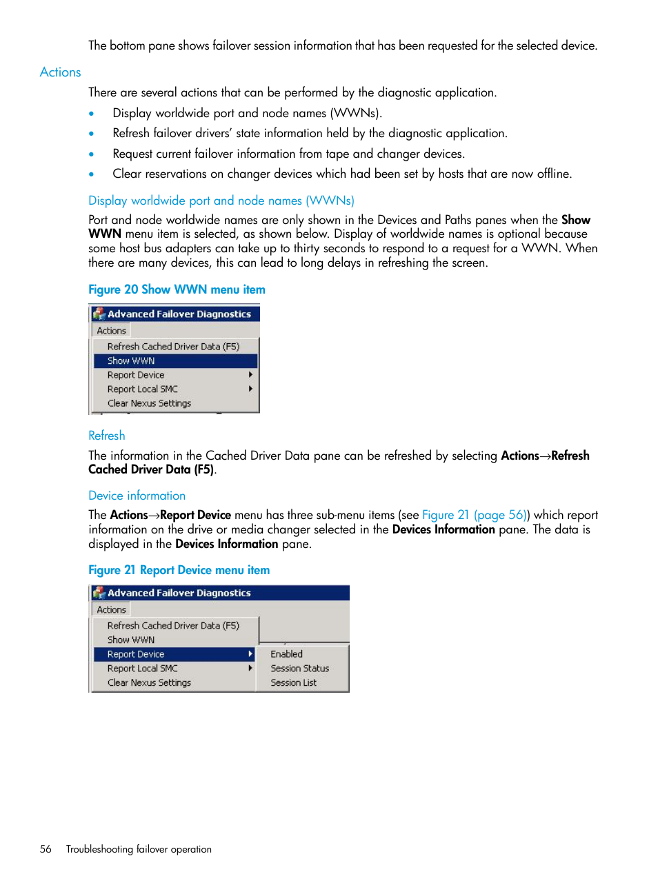 Actions | HP StoreEver MSL6480 Tape Library User Manual | Page 56 / 70