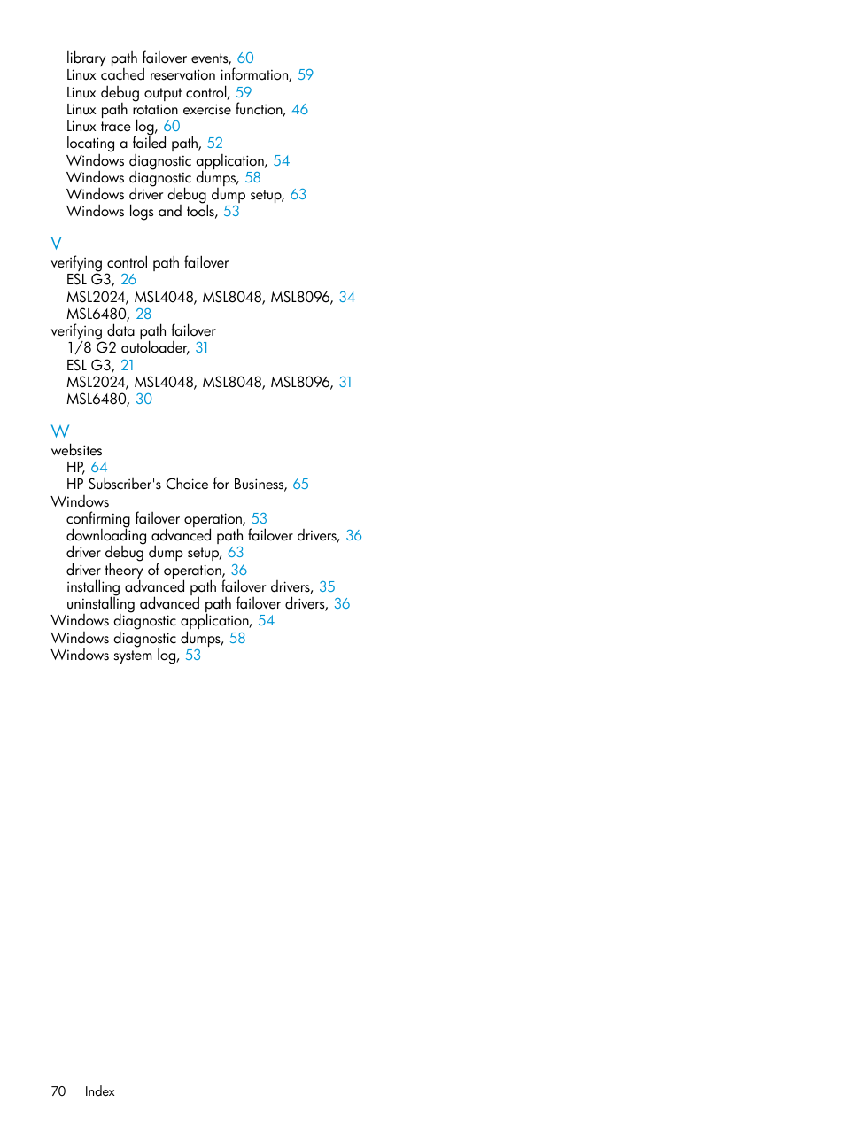 HP StoreEver MSL6480 Tape Library User Manual | Page 70 / 70
