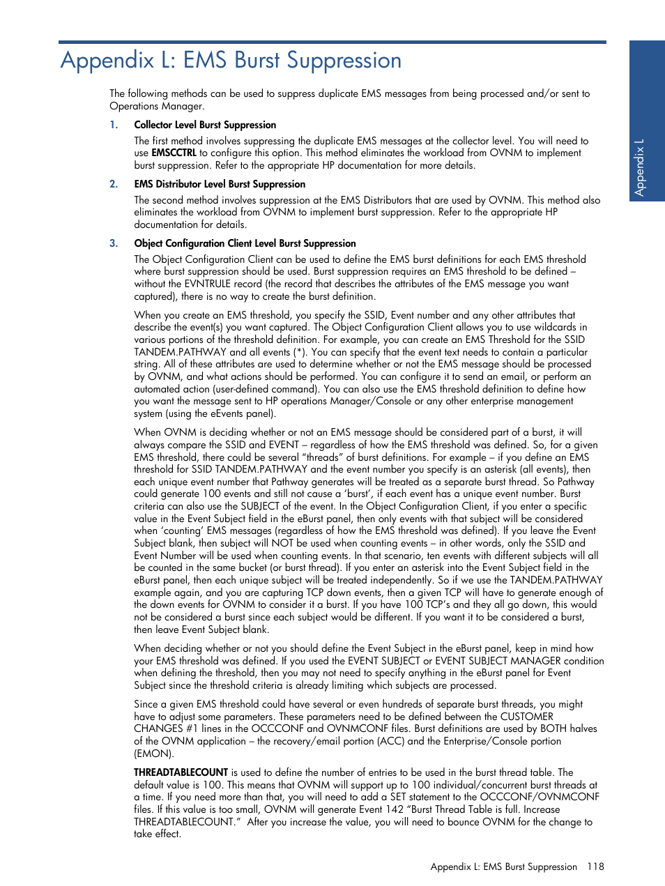 Appendix l: ems burst suppression | HP NonStop G-Series User Manual | Page 118 / 134