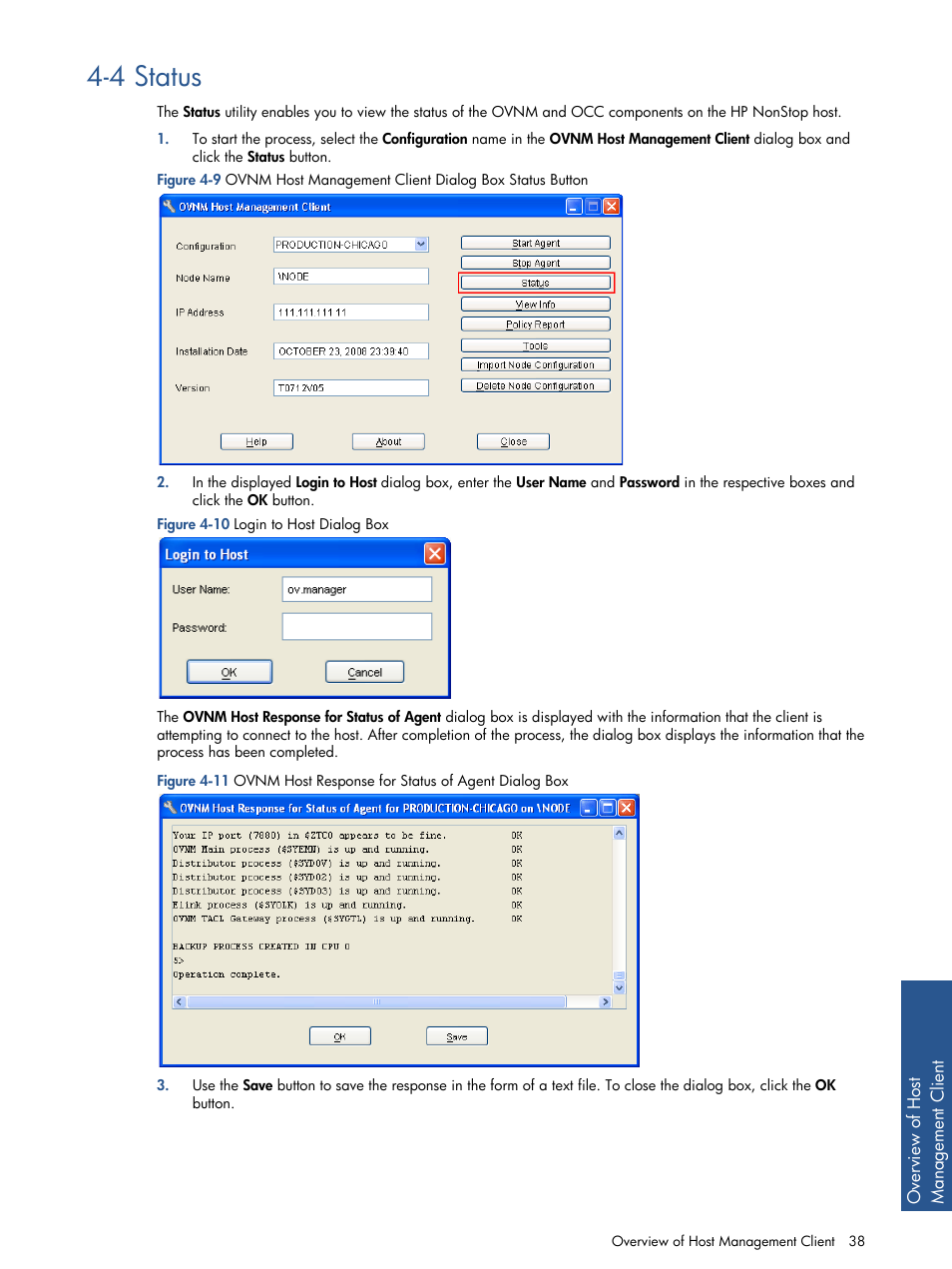 4 status, Status, Figure 4-10 login to host dialog box | HP NonStop G-Series User Manual | Page 38 / 134