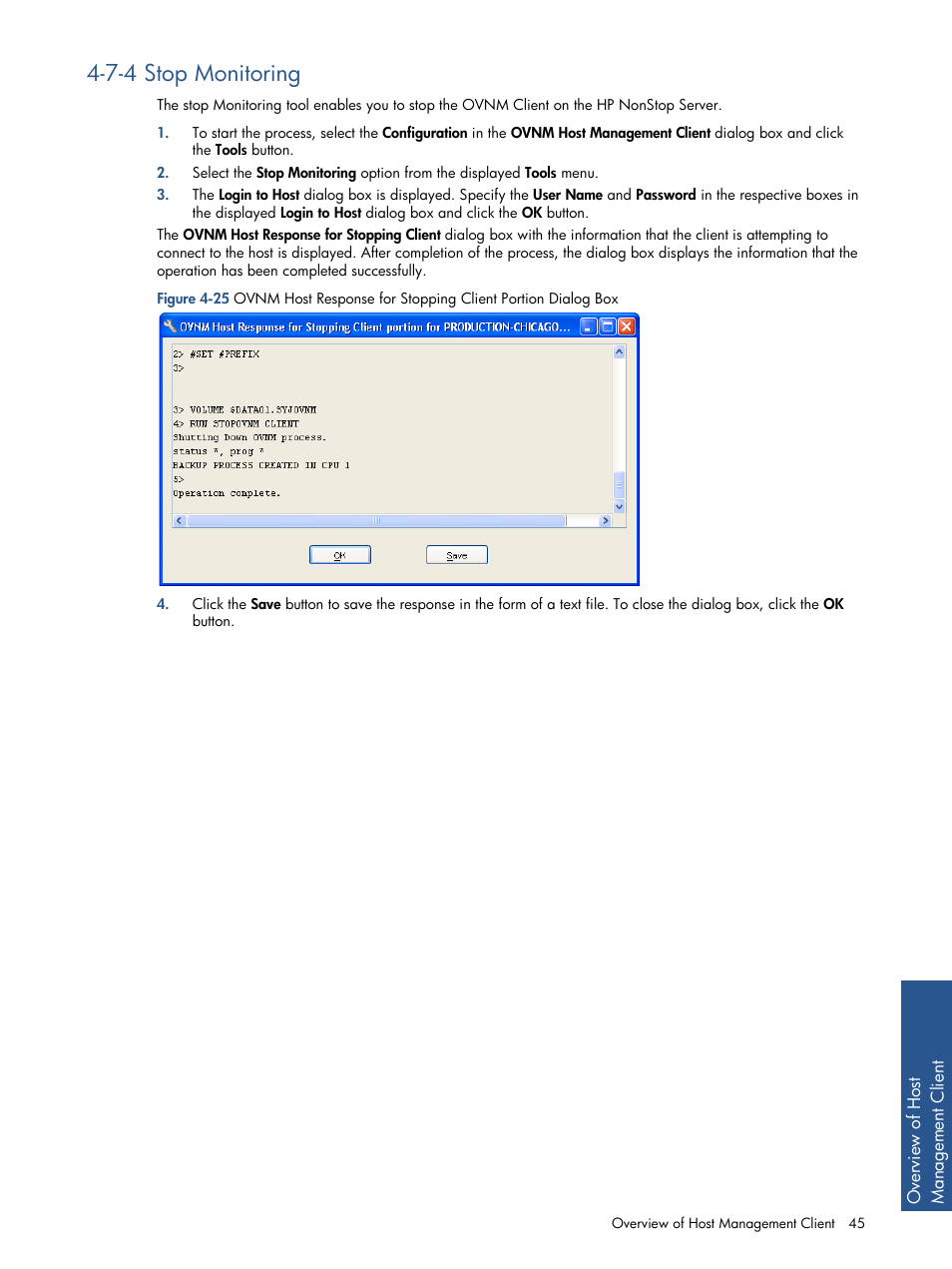 7-4 stop monitoring, Stop monitoring, Test message | HP NonStop G-Series User Manual | Page 45 / 134