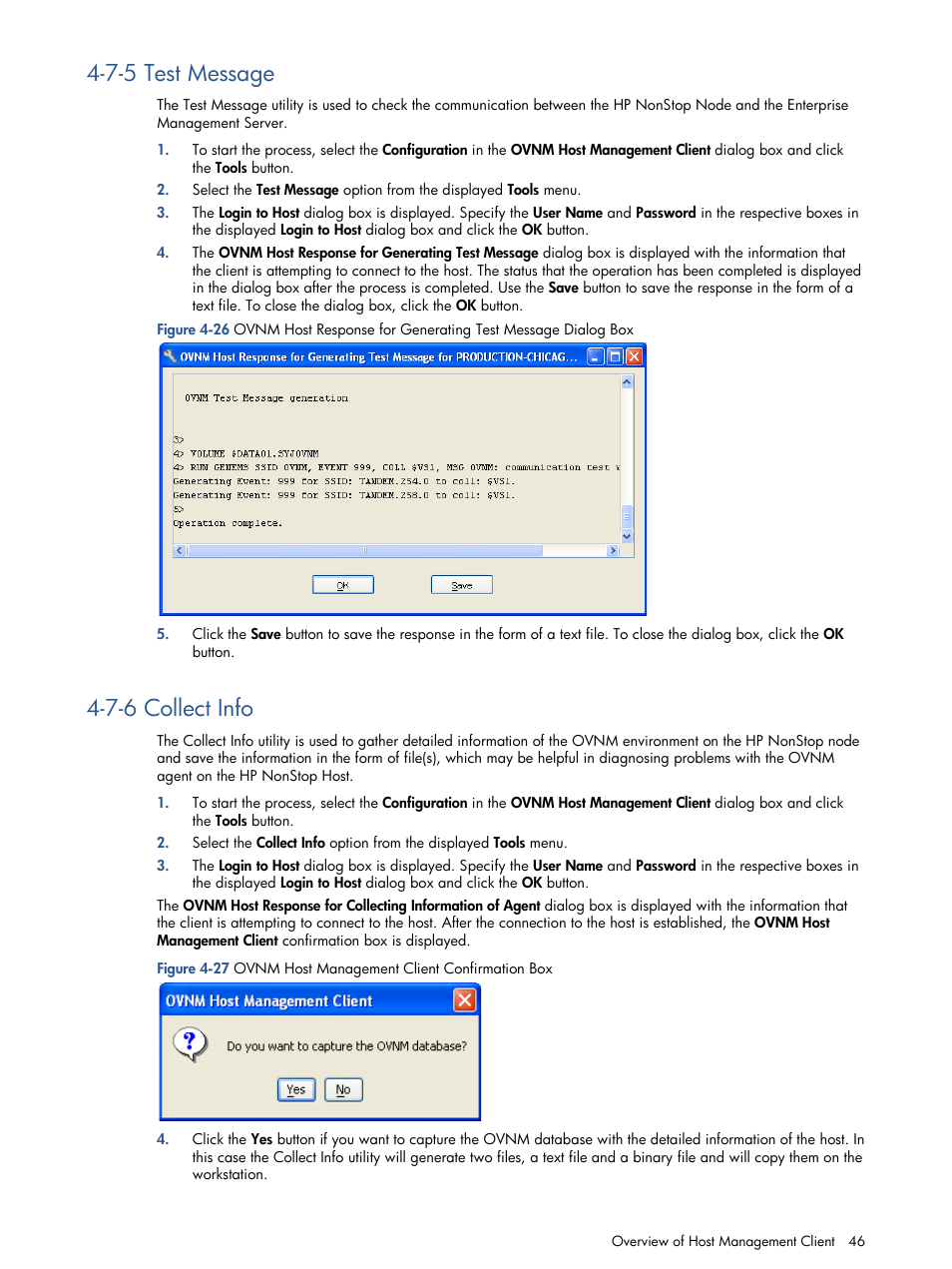 7-5 test message, 7-6 collect info, Test message | Collect info | HP NonStop G-Series User Manual | Page 46 / 134