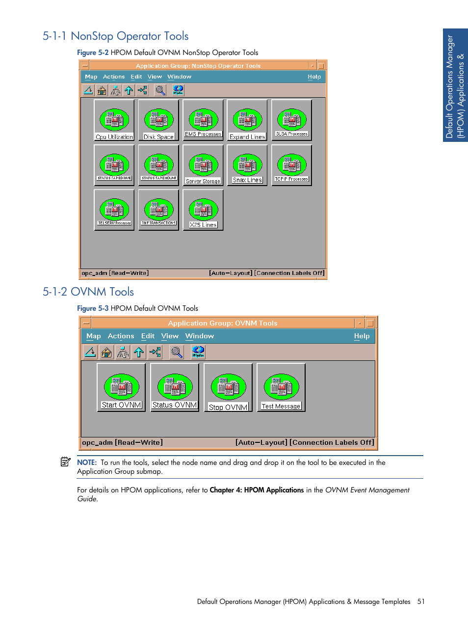 1-1 nonstop operator tools, 1-2 ovnm tools, Nonstop operator tools | Ovnm tools, Figure 5-3 hpom default ovnm tools | HP NonStop G-Series User Manual | Page 51 / 134