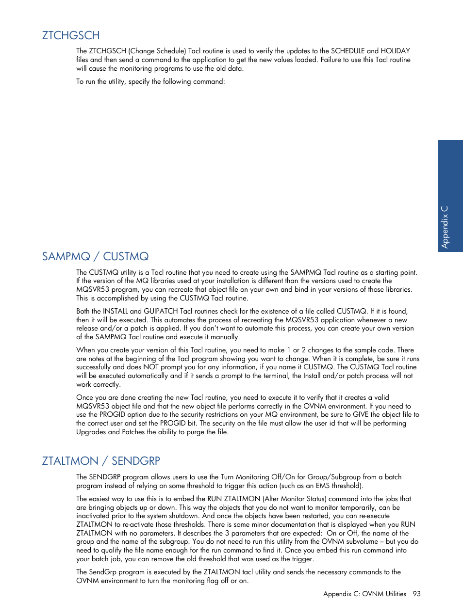 Ztchgsch, Sampmq / custmq, Ztaltmon / sendgrp | HP NonStop G-Series User Manual | Page 93 / 134