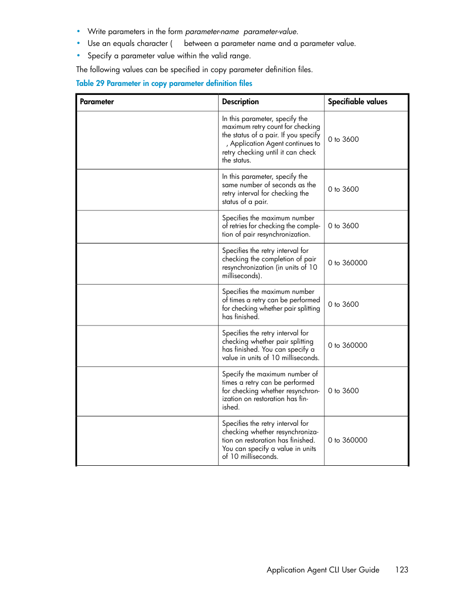 Parameter in copy parameter definition files | HP XP Command View Advanced Edition Software User Manual | Page 123 / 574