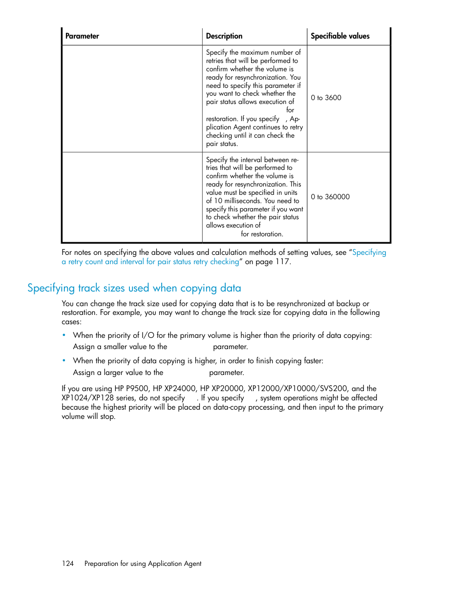 Specifying track sizes used when copying data | HP XP Command View Advanced Edition Software User Manual | Page 124 / 574