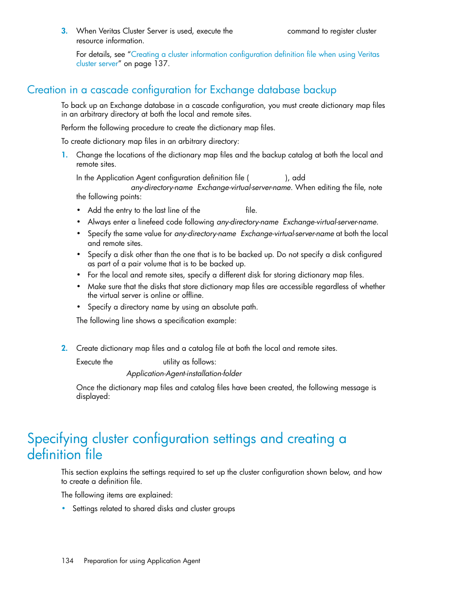 Creation in a cascade configuration for exchange, Database backup | HP XP Command View Advanced Edition Software User Manual | Page 134 / 574