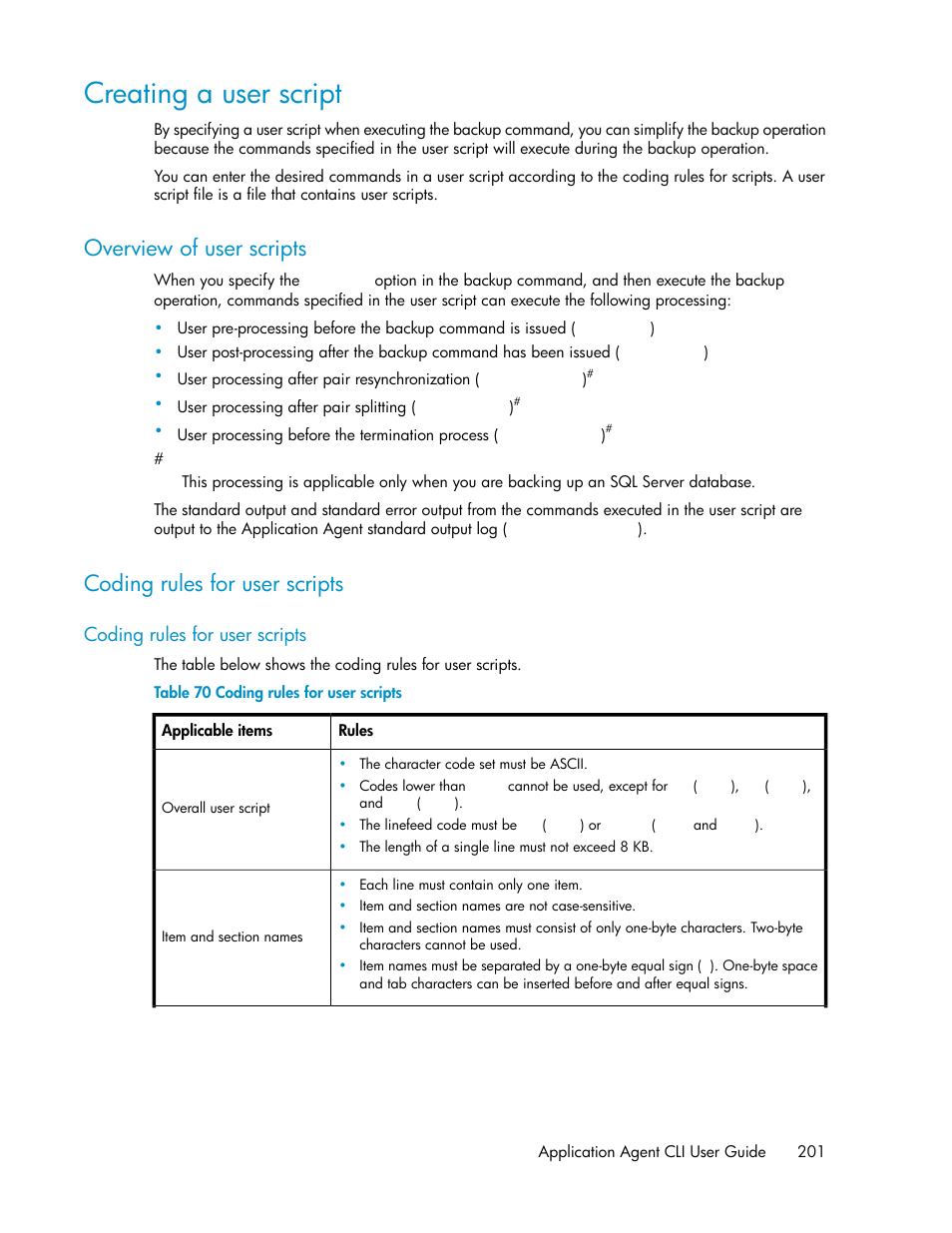 Creating a user script, Overview of user scripts, Coding rules for user scripts | 201 coding rules for user scripts | HP XP Command View Advanced Edition Software User Manual | Page 201 / 574