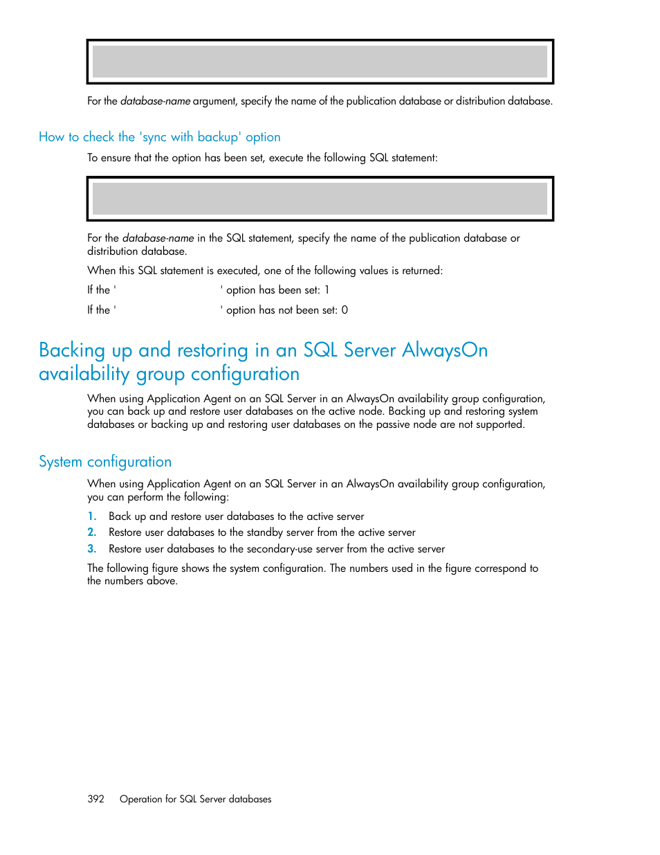 How to check the 'sync with backup' option, System configuration | HP XP Command View Advanced Edition Software User Manual | Page 392 / 574